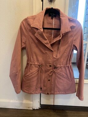 Blush Pink Utility Jacket Lightweight Drawstring Waist Size Medium
